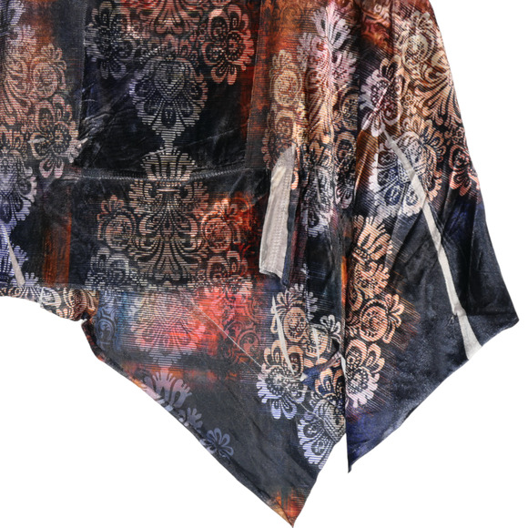 One World Tunic Knit Top Womens S Mixed Media Velour Stretch Velvet Asymmerical - Picture 3 of 7